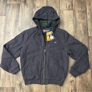 The American Outdoorsman Canvas Fleece Lined Zip Hooded Jacket Men’s Size S Gray
